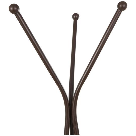 6ft. Brown Metal Geometric 3-Hanger Coat Rack with Basket